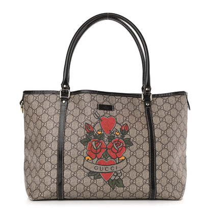 Gucci GG Plus Monogram Tattoo Heart Medium Joy Tote Dark Brown 1 of 14