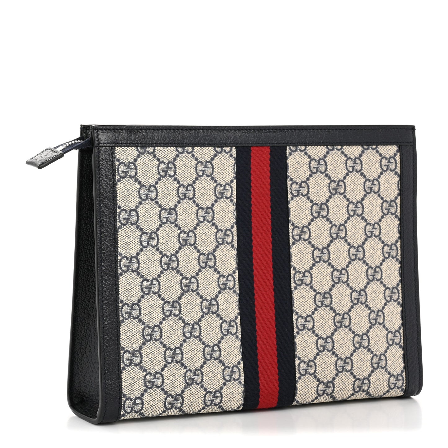 GG Supreme Monogram Web Ophidia Pouch Beige Blue
