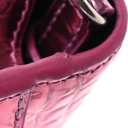 Balenciaga Metallic Shiny Calfskin Crocodile Embossed Hourglass Chain Bag Pink 18 of 18