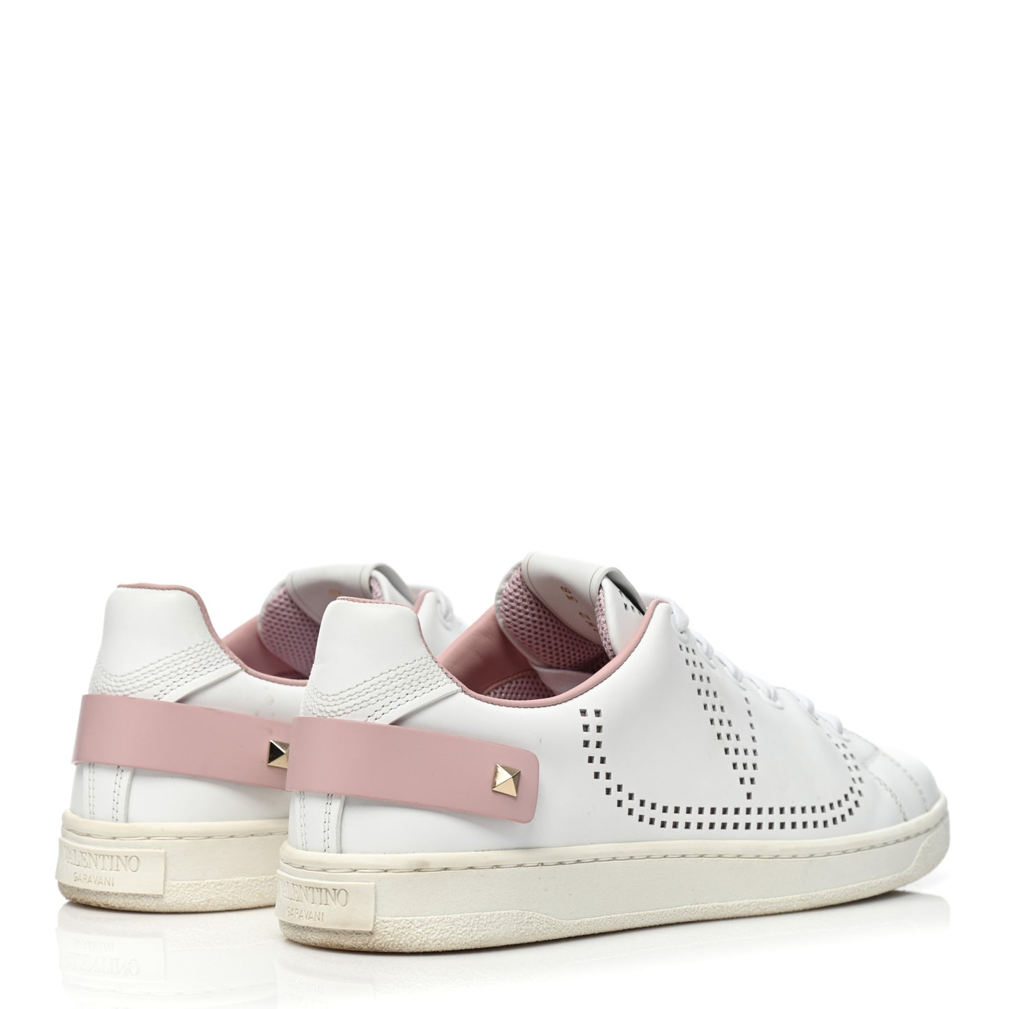 Calfskin Womens Backnet Sneakers 38 White Pink