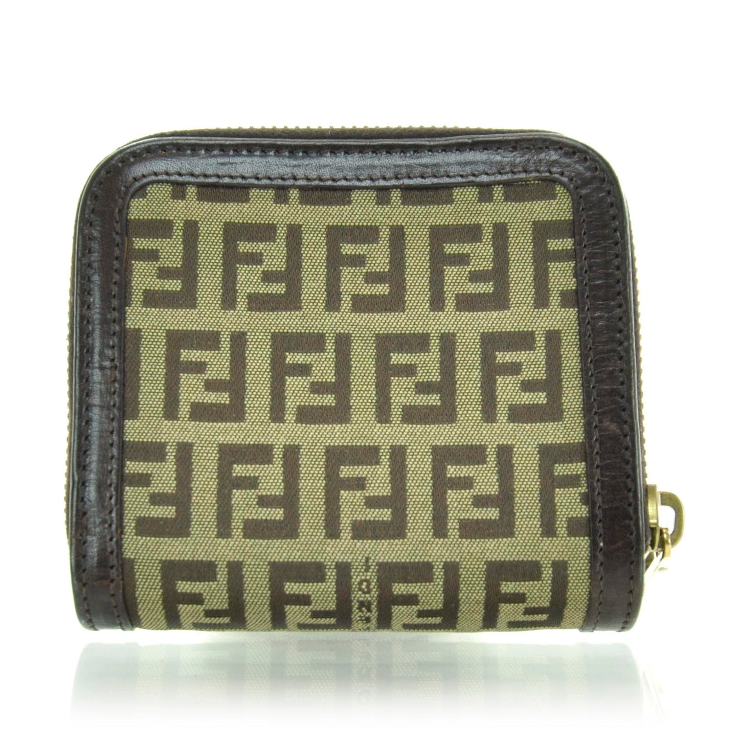 Zucchino Vitello Compact Zip Around Wallet Mogano Panna Bruciato