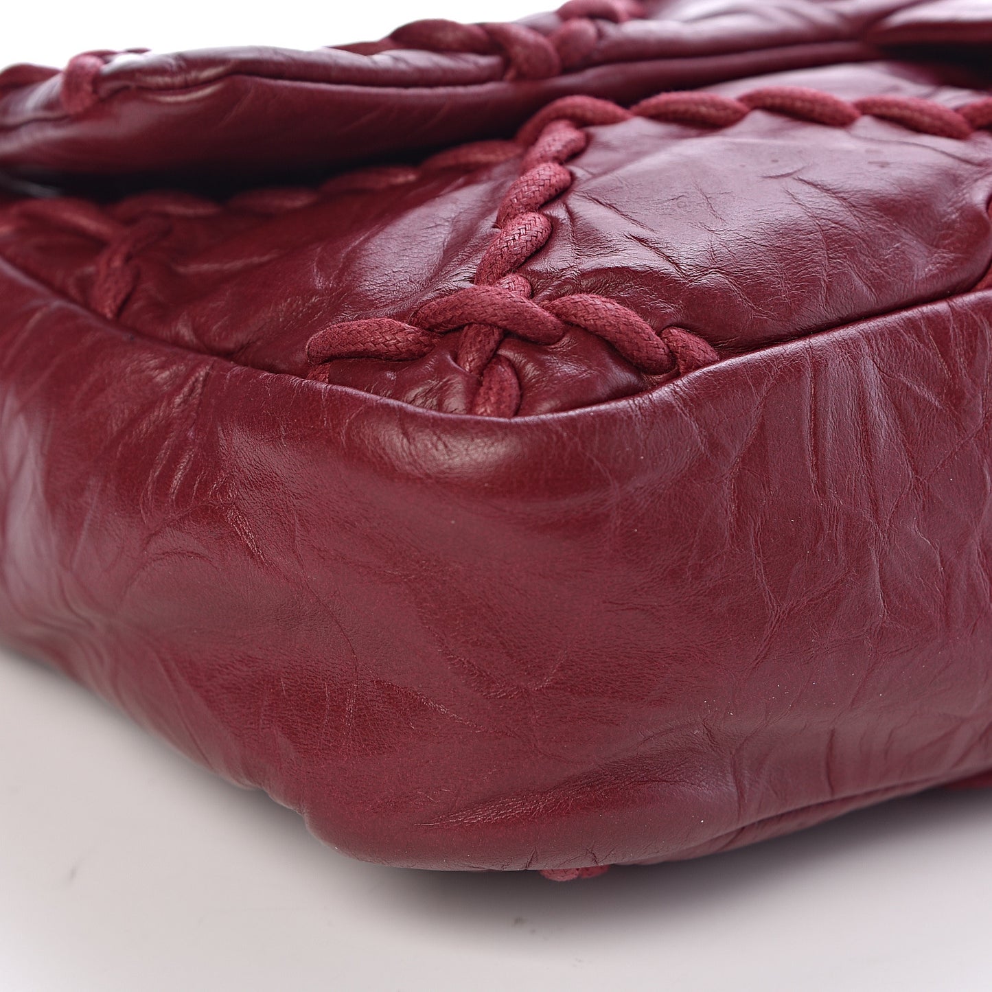 Calfskin Medium Ultra Stitch Flap Dark Red