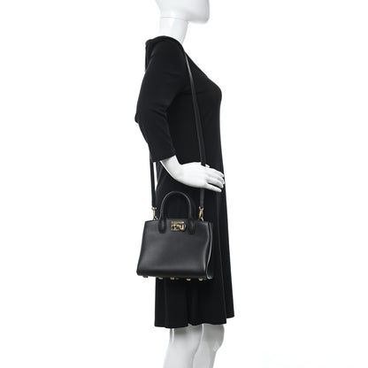 Salvatore Ferragamo Calfskin Small The Studio Box Bag Black 2 of 10