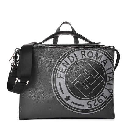 Fendi Cuoio Romano Selleria Fendi Stamp Patch Lui Urban Briefcase Black Black Grigio 1 of 9