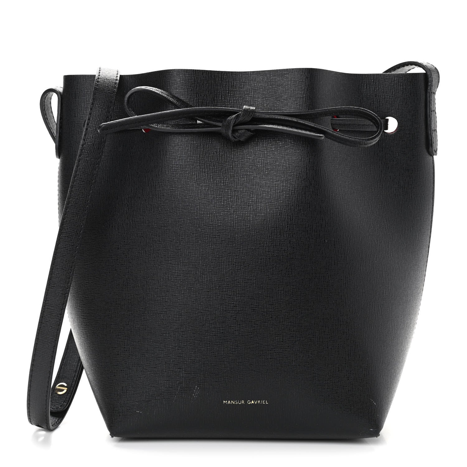 Mansur Gavriel Saffiano Mini Bucket Bag Black Flamma 1 of 11