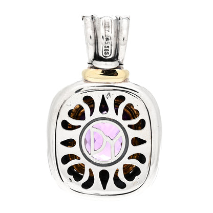 David Yurman Sterling Silver 14K Yellow Gold Amethyst 15mm Albion Enhancer Pendant 3 of 4