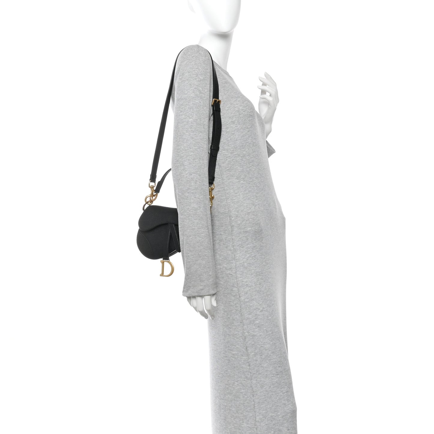 Grained Calfskin Mini Saddle Bag With Strap Black