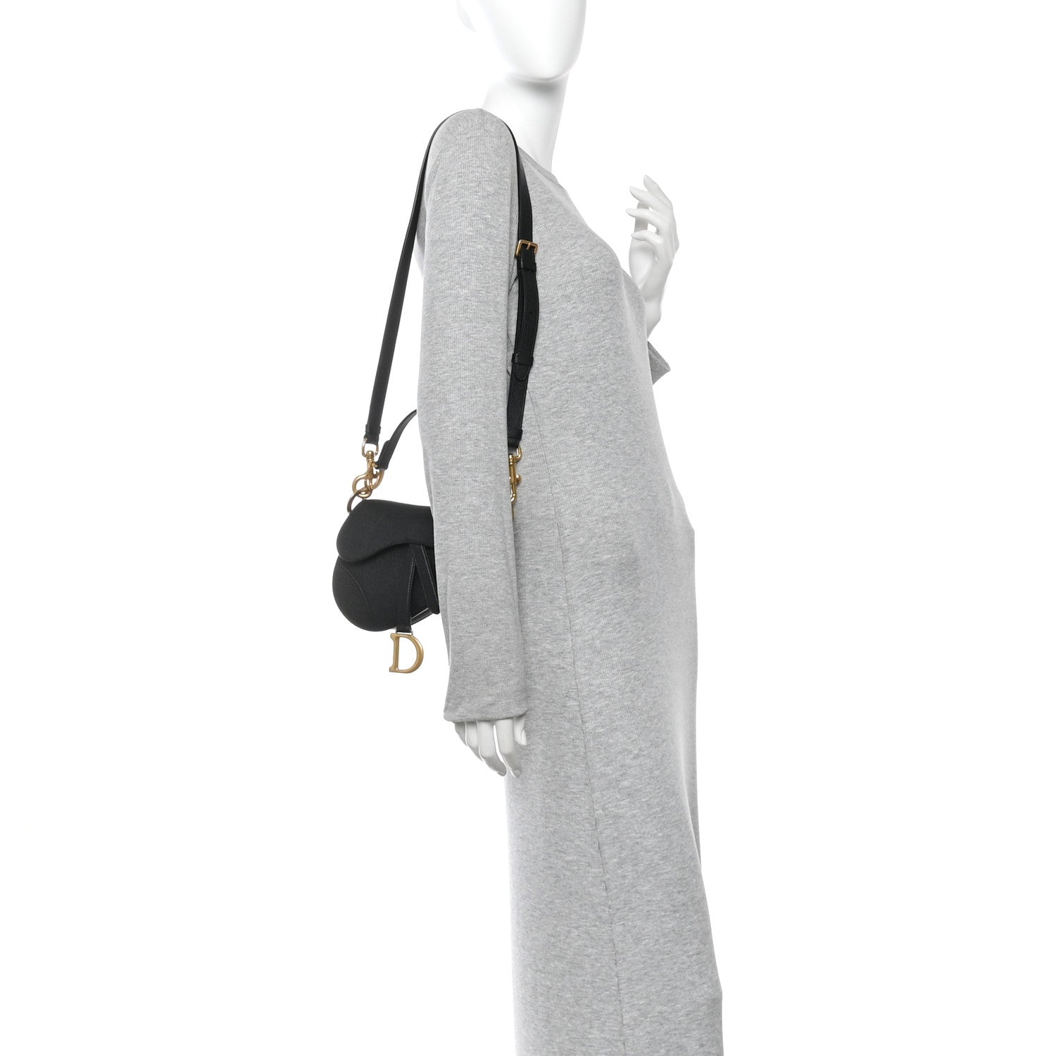 Christian Dior Grained Calfskin Mini Saddle Bag With Strap Black 2 of 10