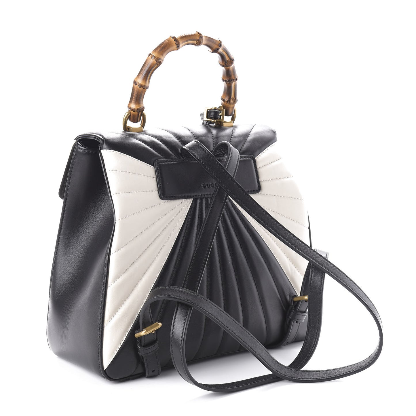Calfskin Bamboo Trapuntata Queen Margaret Backpack Mystic White Black