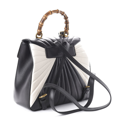Gucci Calfskin Bamboo Trapuntata Queen Margaret Backpack Mystic White Black 2 of 9