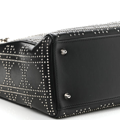 Christian Dior Calfskin Cannage Studded Medium Lady Dior Black 9 of 11