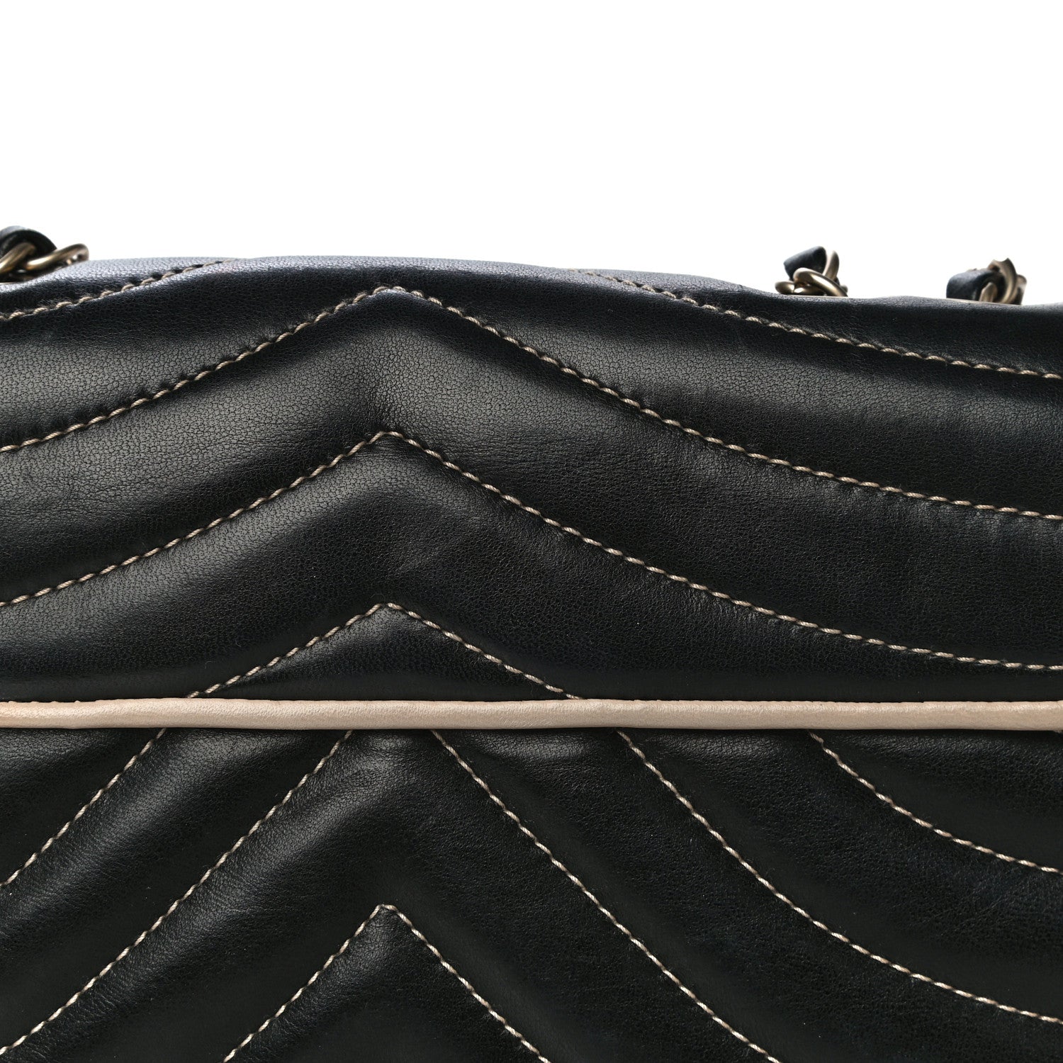 Chanel Lambskin Quilted Single Flap Bag Black Beige 21 of 25