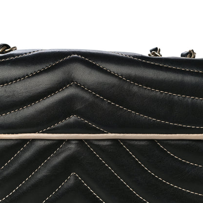 Chanel Lambskin Quilted Single Flap Bag Black Beige 21 of 25