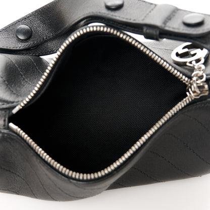 Gucci Sakai Be Green Calfskin Diagonal Stitched Mini Blondie Barrel Shoulder Bag Black 5 of 9