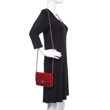 Chanel Patent Quilted Brilliant Wallet On Chain WOC Red 2 of 14