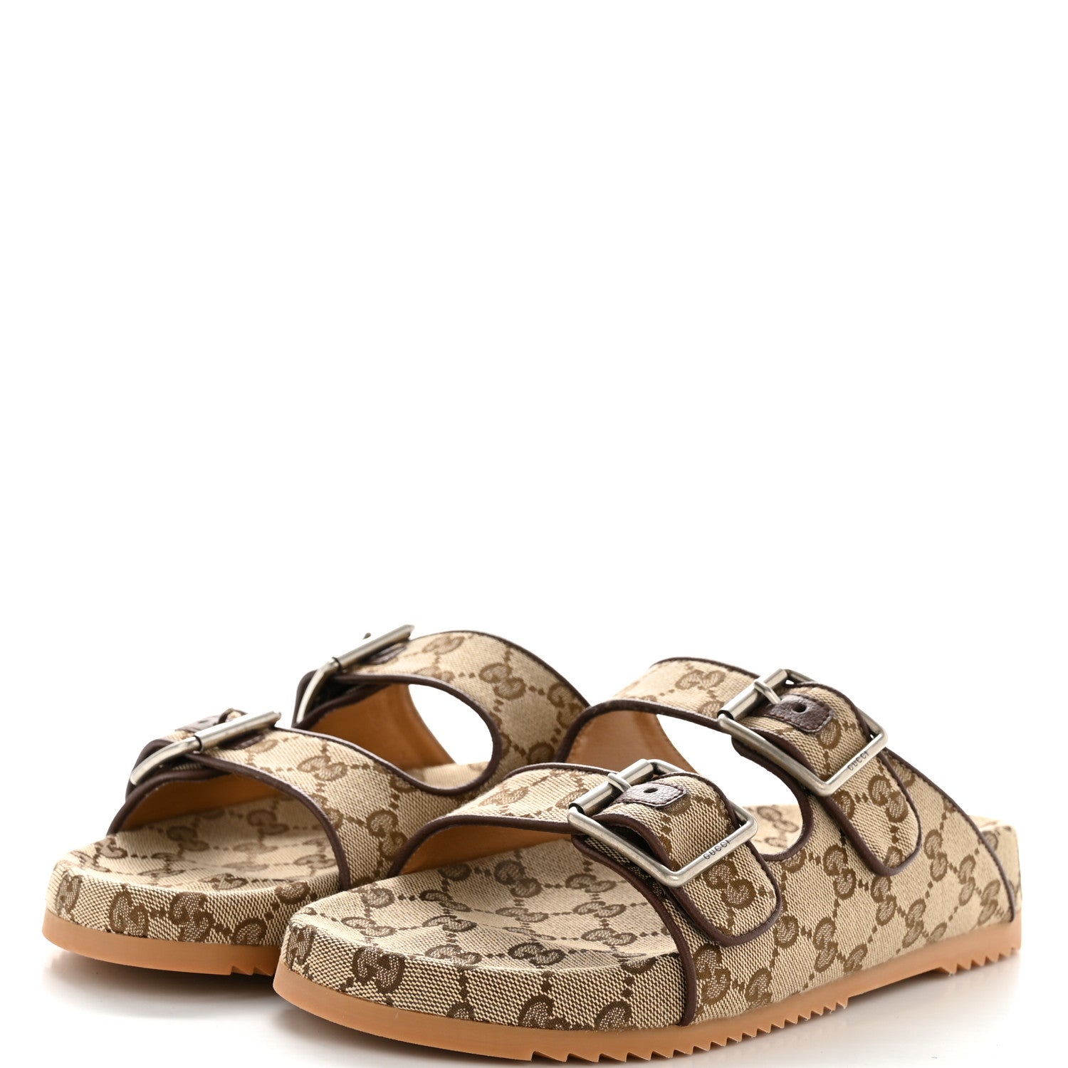 Gucci GG Monogram Lavaredo Eco Fabric Mens Slide Sandals With Straps 7 Beige Ebony Light Brown 4 of 10