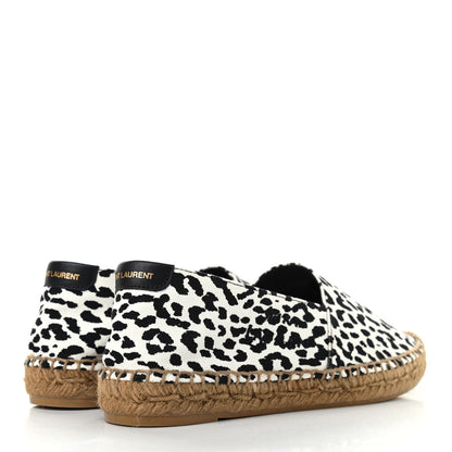Saint Laurent Canvas Leopard Print Espadrilles 37.5 Latte Black 4 of 10