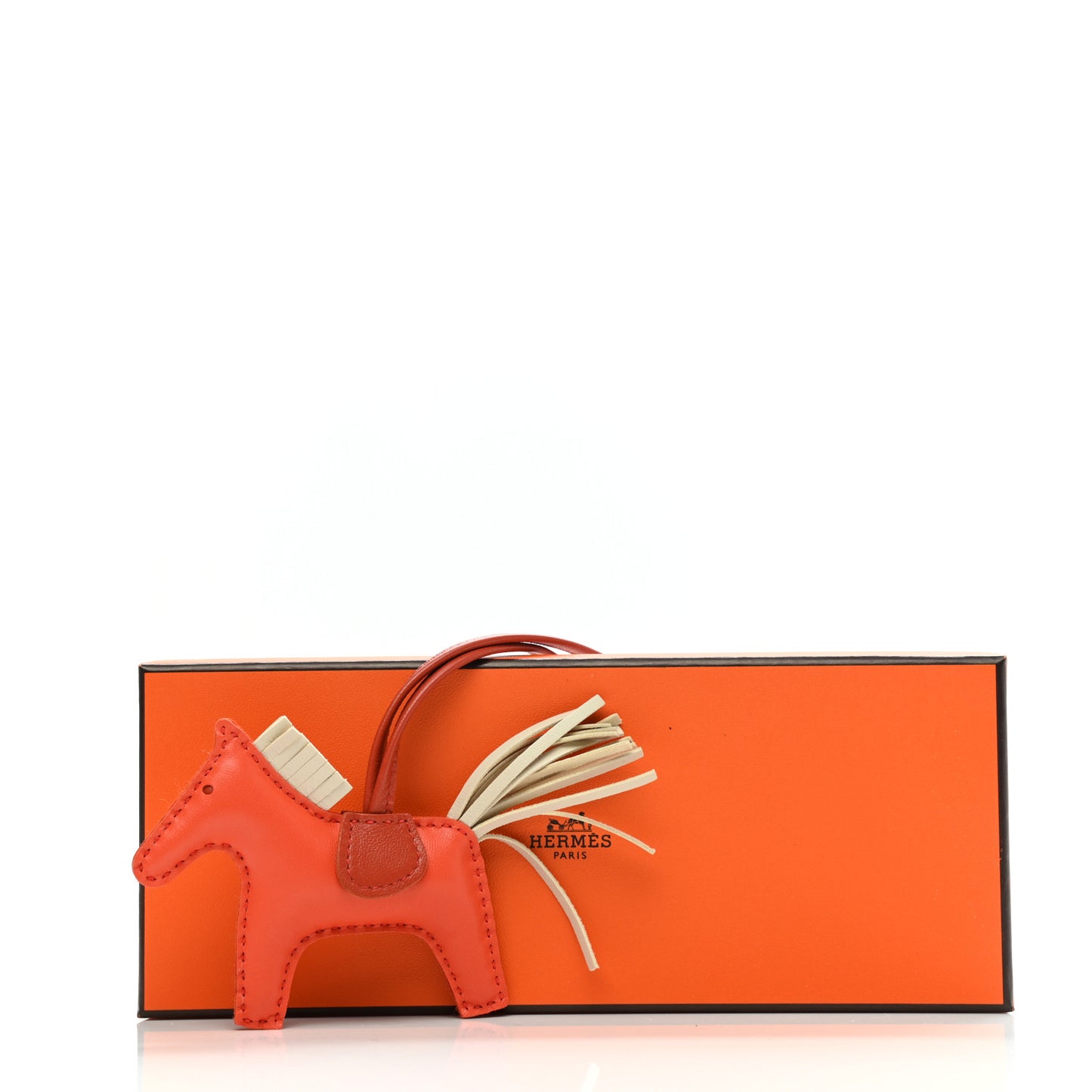 Milo Lambskin Grigri Rodeo Horse Bag Charm PM Orange Poppy Craie Terre Battue