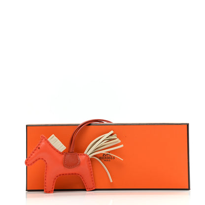 Hermes Milo Lambskin Grigri Rodeo Horse Bag Charm PM Orange Poppy Craie Terre Battue 5 of 5
