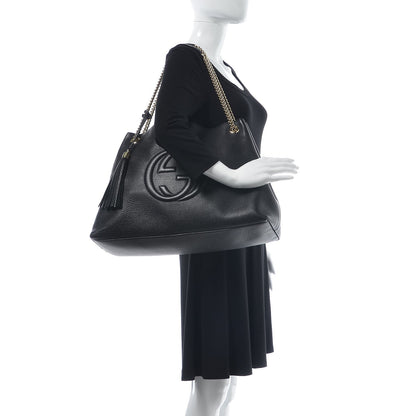 Gucci Pebbled Calfskin Large Soho Chain Shoulder Bag Black 2 of 11