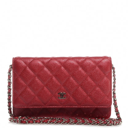 Chanel Caviar Quilted Wallet On Chain WOC Dark Pink 1 of 9