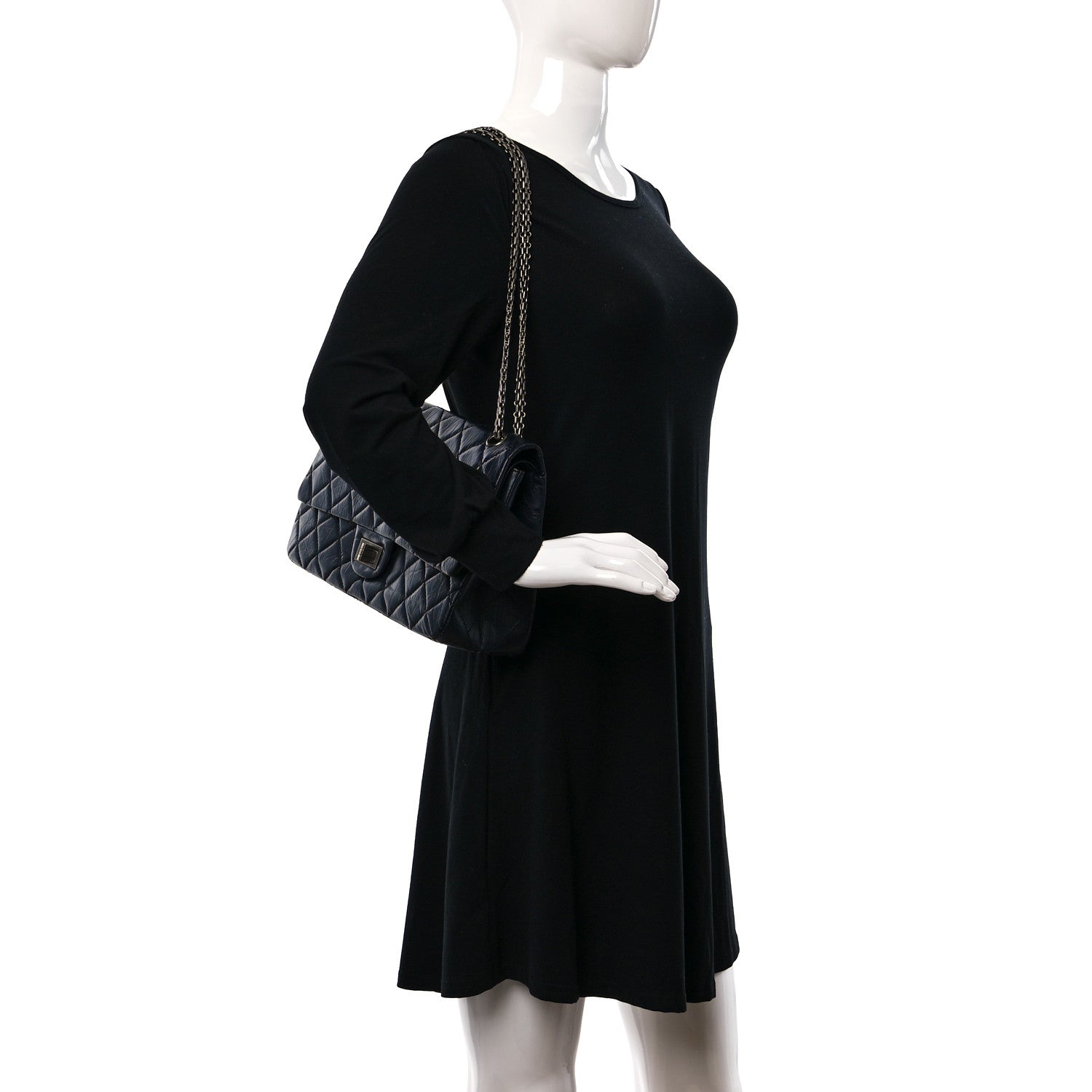 Chanel Aged Calfskin Quilted 2.55 Reissue 227 Flap Navy Blue 2 of 10