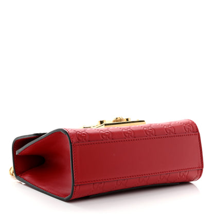 Gucci Guccissima Small Padlock Shoulder Bag Hibiscus Red 4 of 12