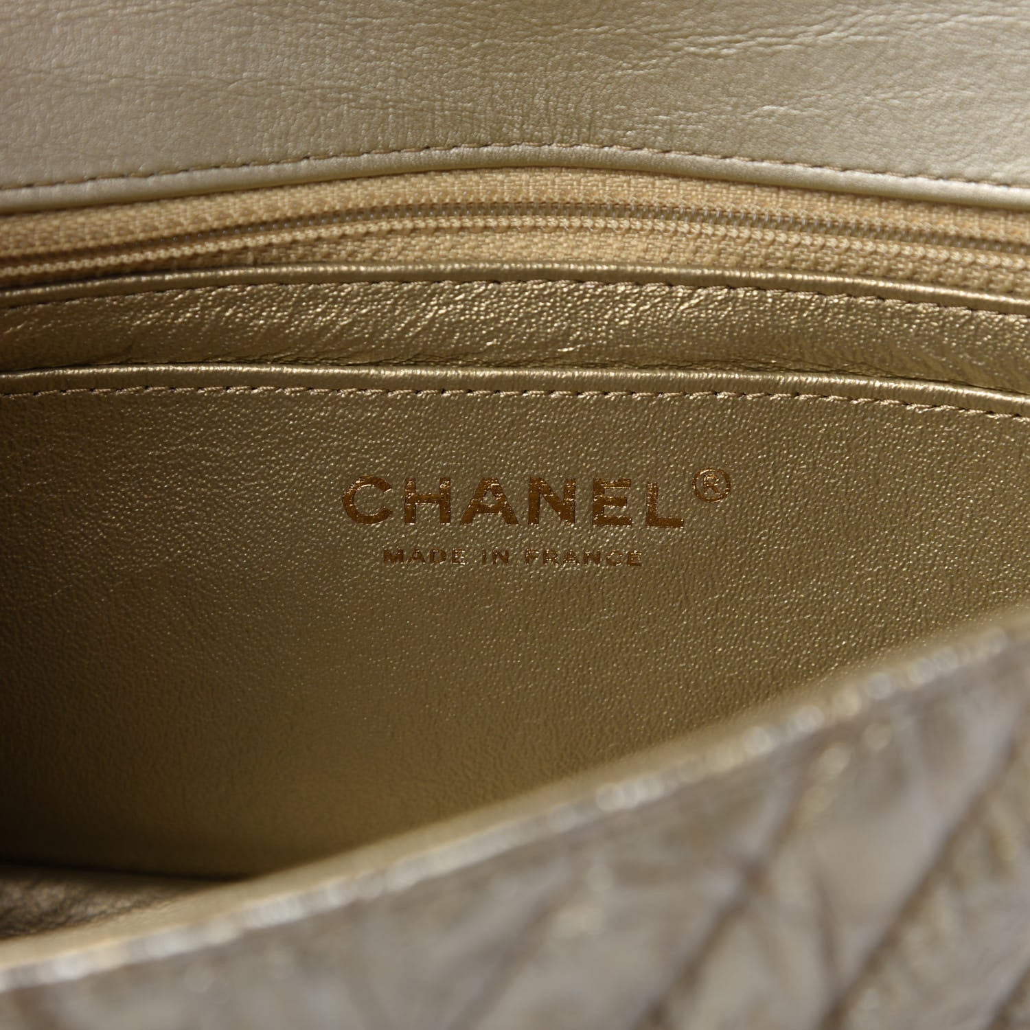 Chanel Patent Metallic Crumpled Calfskin Chevron Quilted Mini Rectangular Flap Gold 9 of 11