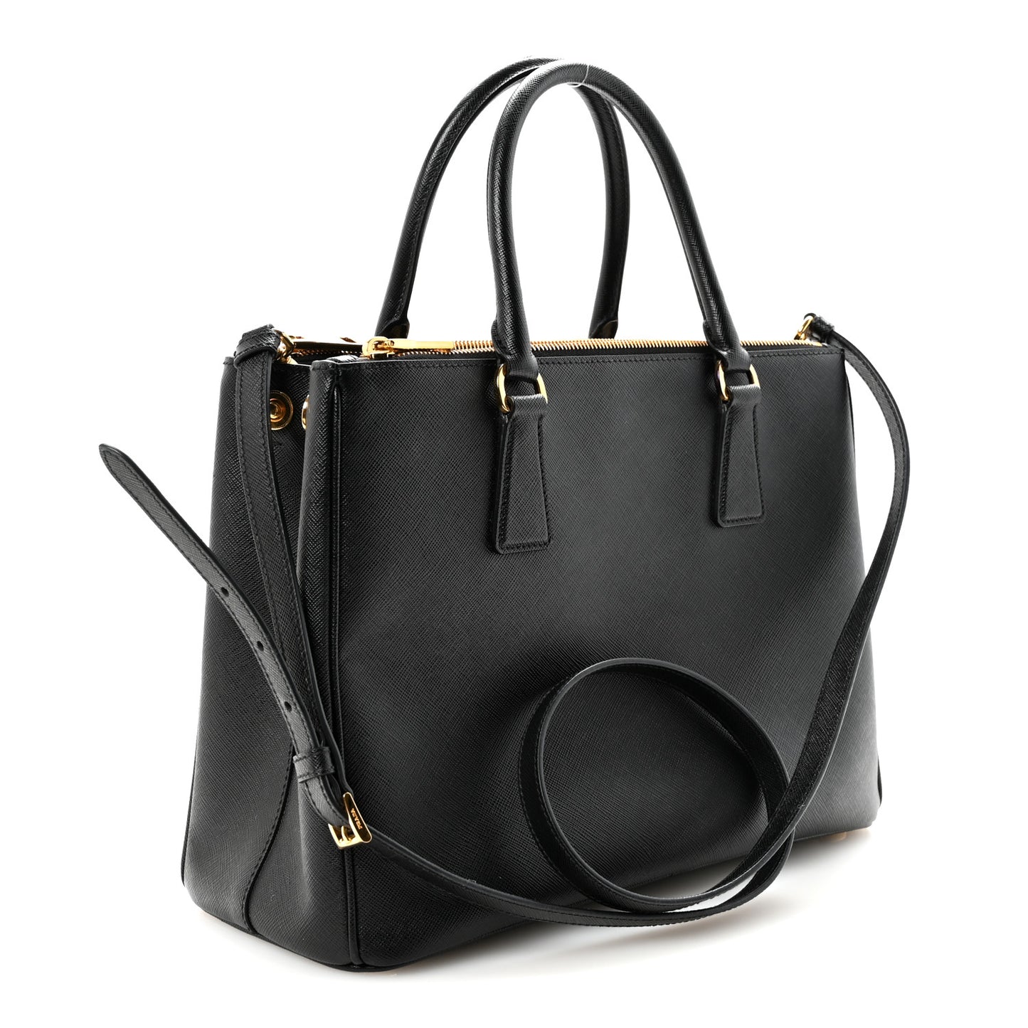 Saffiano Lux Large Galleria Double Zip Tote Black