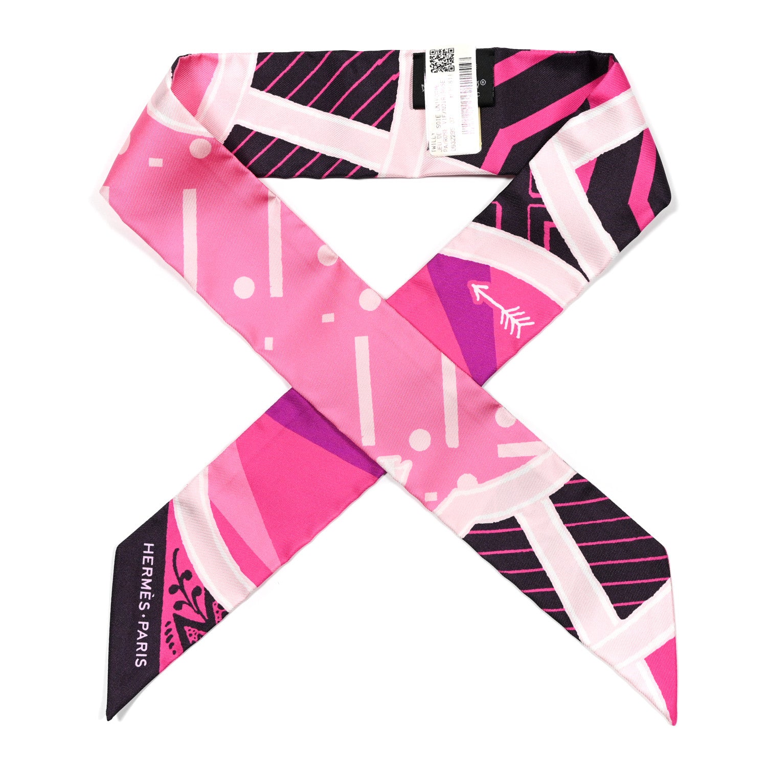 Hermes Silk Jeu de Soie Uniforme Twilly Rose Vif Black Rose 1 of 4