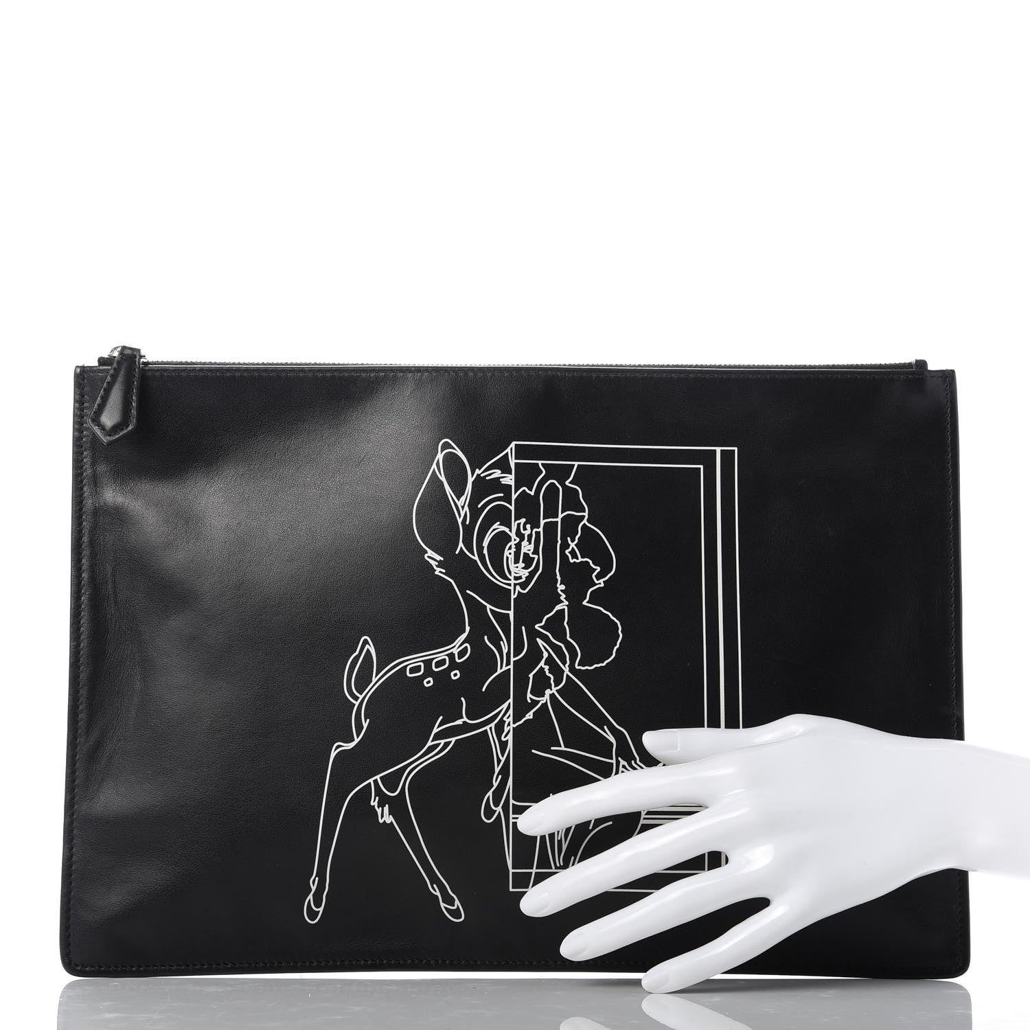 Givenchy Calfskin Bambi Print Large Cosmetic Pouch Black 2 of 11