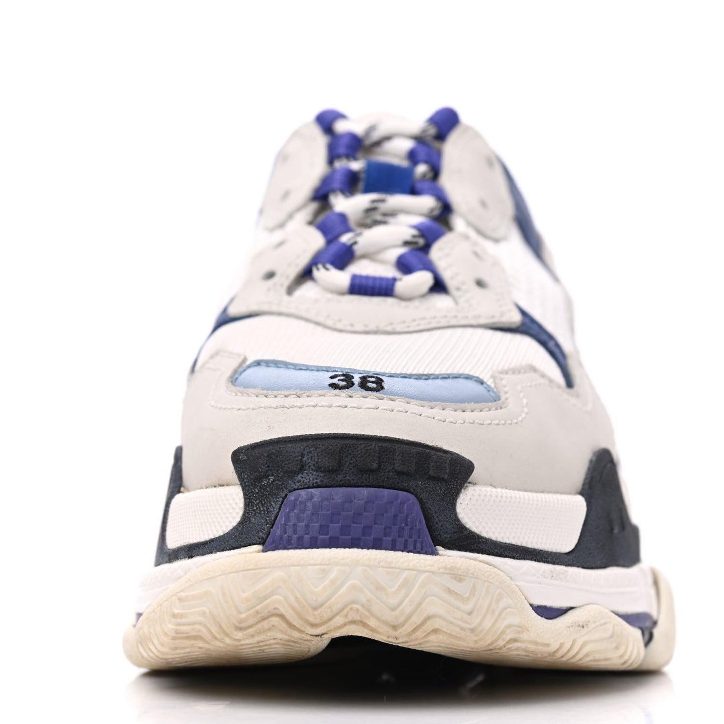 Mesh Nubuck Womens Triple S Sneakers 38 White Bleu Violet