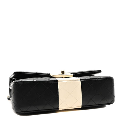 Chanel Lambskin Quilted Medium Double Flap Black White 4 of 11