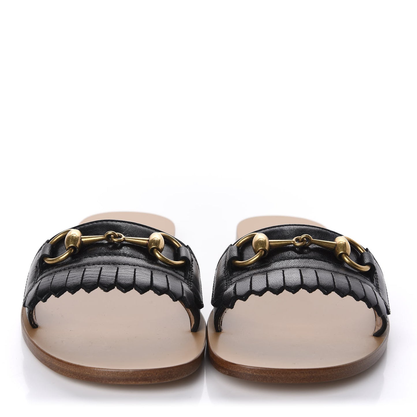 Malaga Kid Fringe Horsebit Slide Sandals 36.5 Black