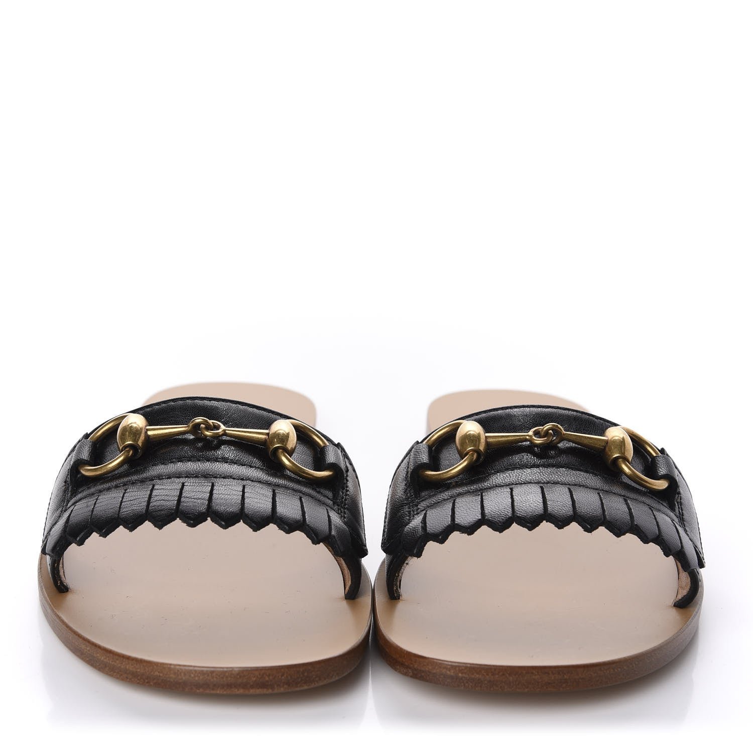 Gucci Malaga Kid Fringe Horsebit Slide Sandals 36.5 Black 2 of 11