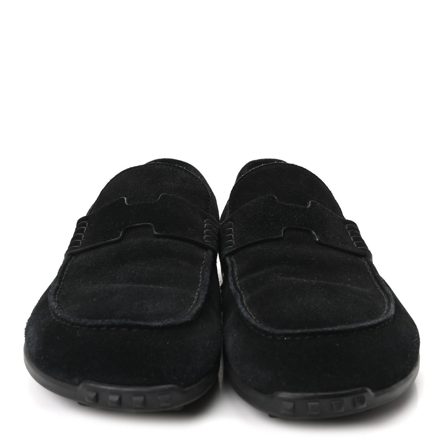Suede Calfskin Womens Lazy Loafers 38.5 Black
