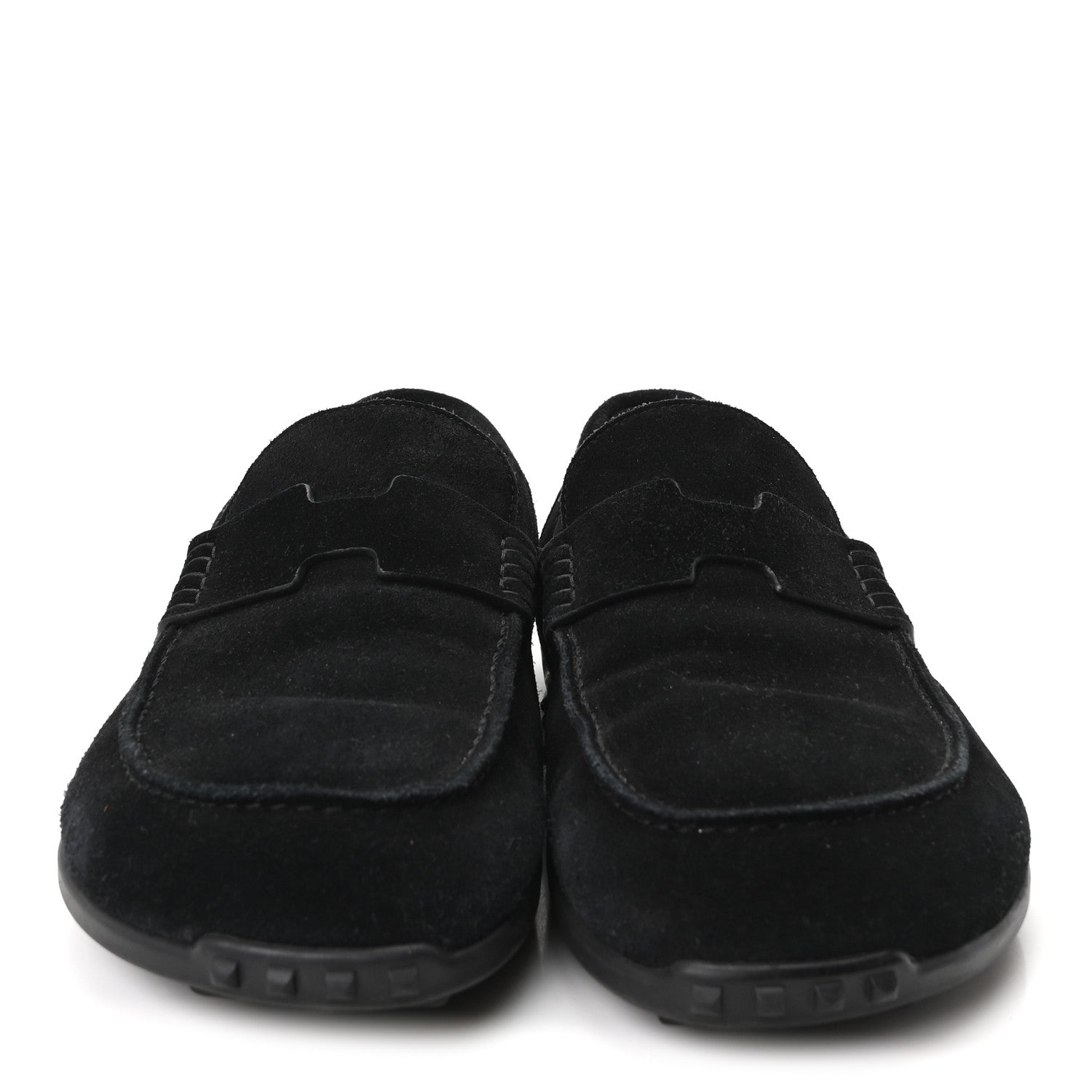 Hermes Suede Calfskin Womens Lazy Loafers 38.5 Black 3 of 10