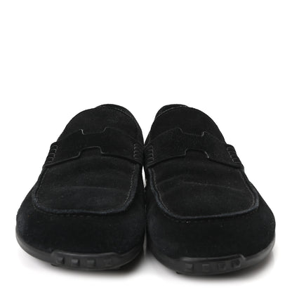 Hermes Suede Calfskin Womens Lazy Loafers 38.5 Black 3 of 10