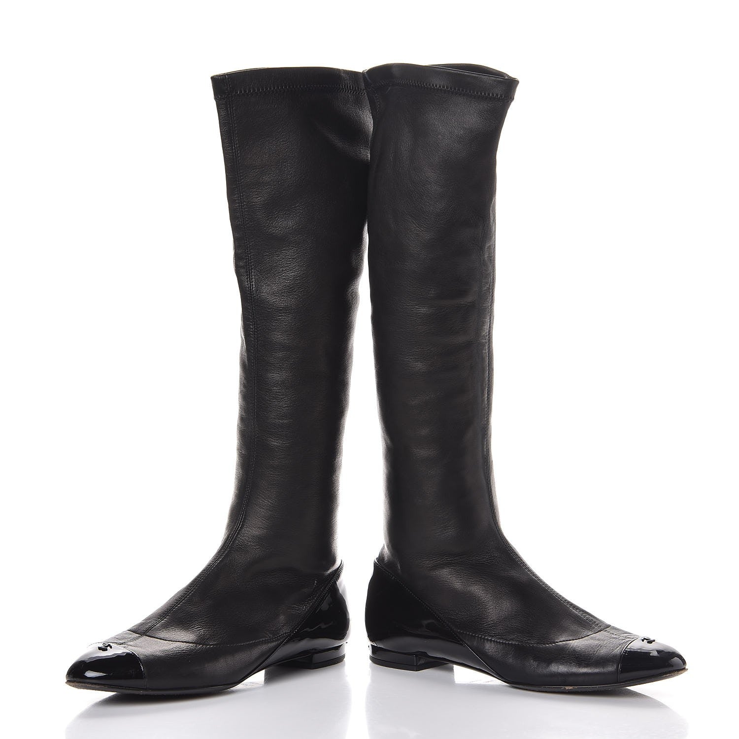 Chanel Lambskin Cap Toe Ballerina High Boots 39.5 Black 5 of 11