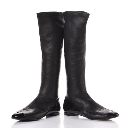 Chanel Lambskin Cap Toe Ballerina High Boots 39.5 Black 5 of 11