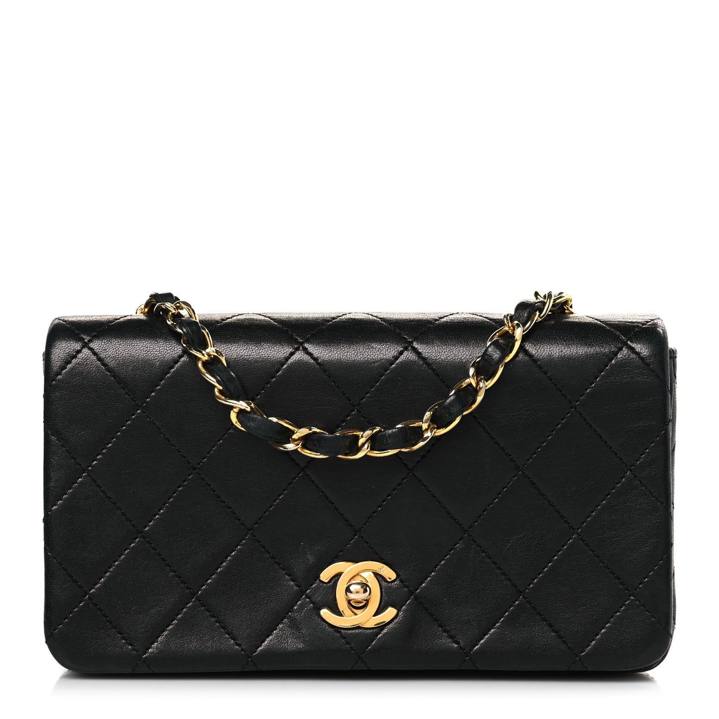 Lambskin Quilted Small Single Flap Black