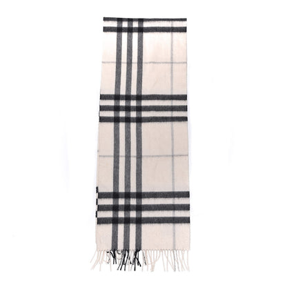 Burberry Cashmere Giant Check Fringe Scarf Natural White 3 of 5
