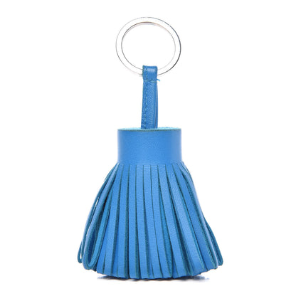 Hermes Lambskin Carmen Tassel Key Holder Bleu Zanzibar 1 of 8