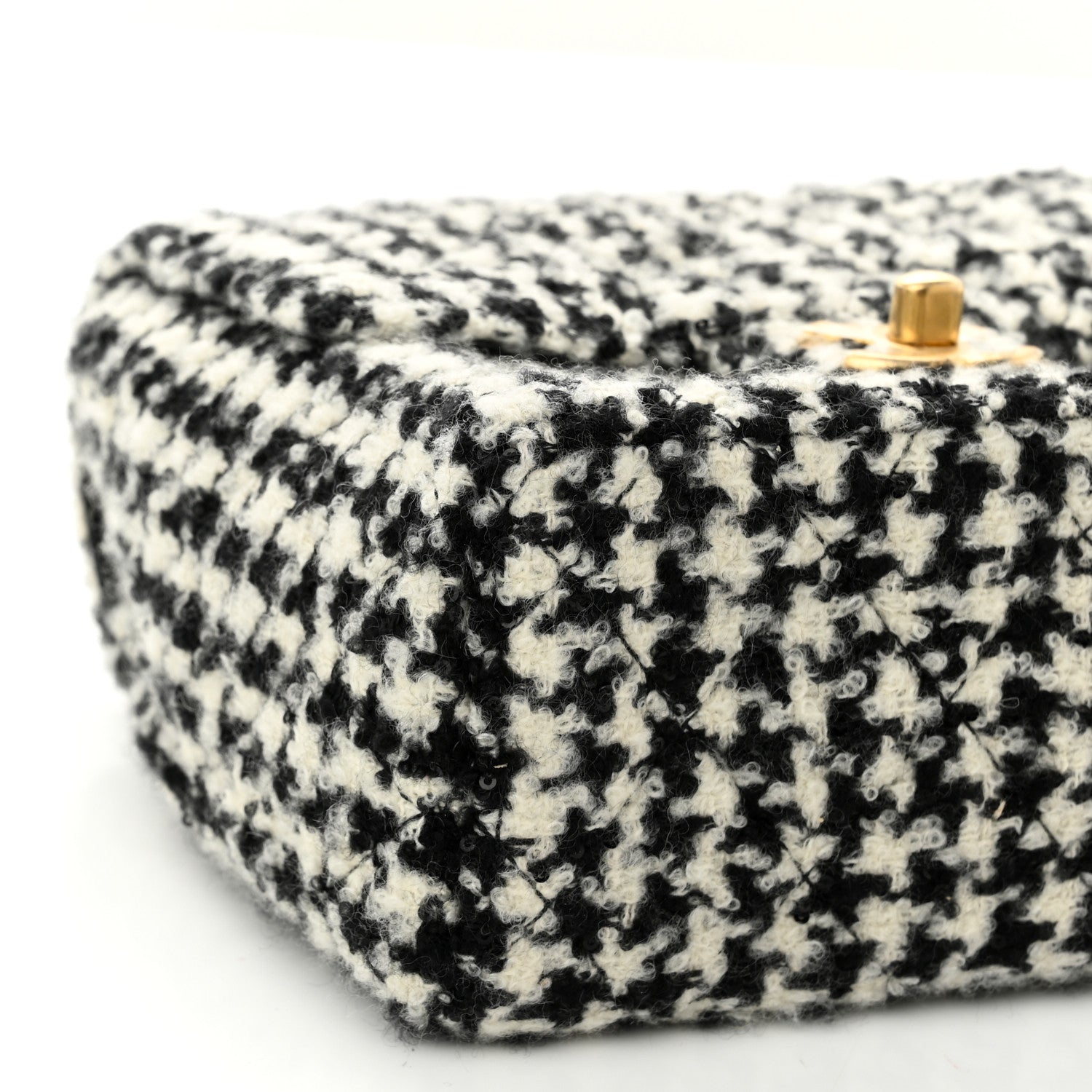 Chanel Tweed Houndstooth Mini Square Flap Black White 8 of 10