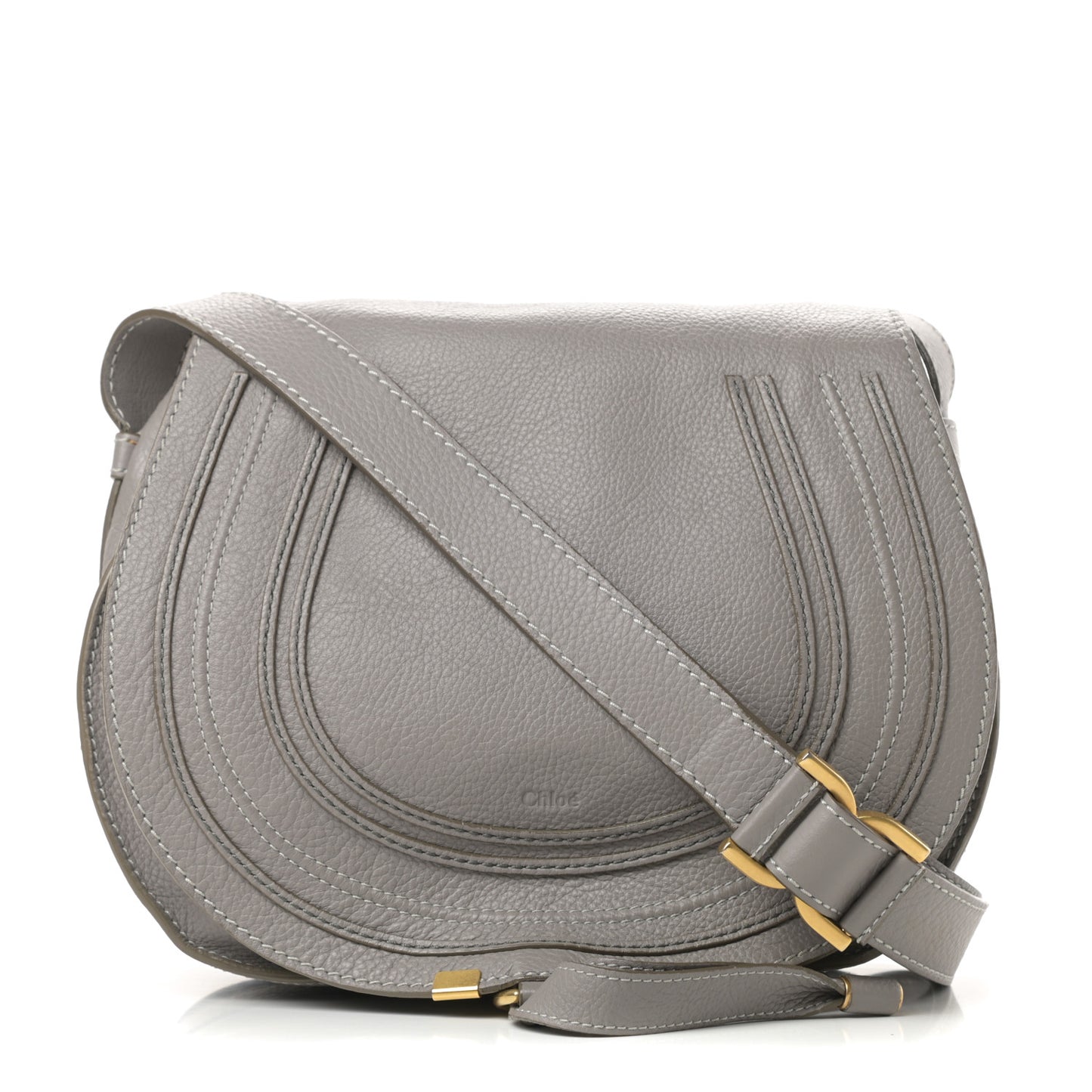 Calfskin Medium Marcie Round Crossbody Bag Cashmere Grey