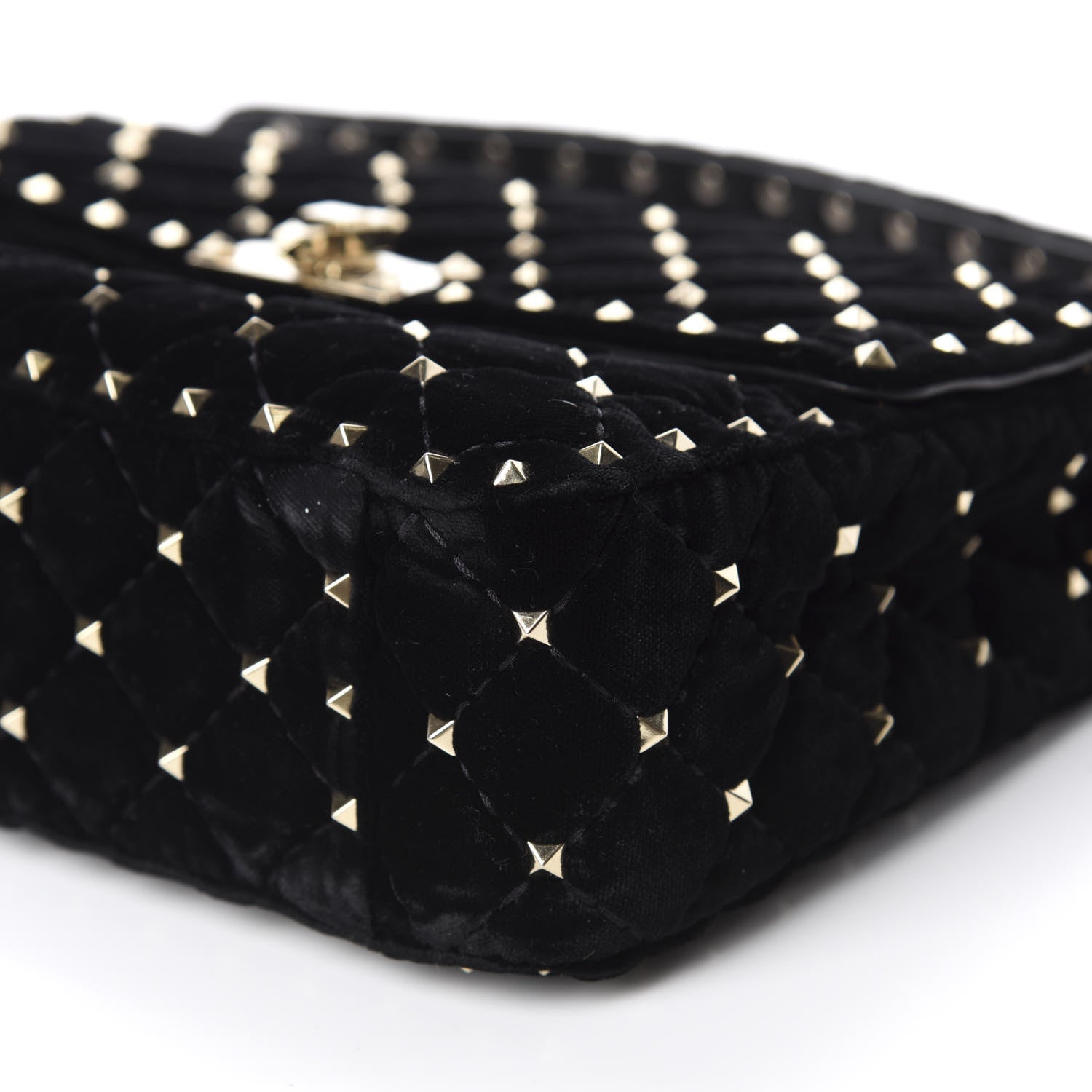 Valentino Garavani Velvet Medium Rockstud Spike Shoulder Bag Black 7 of 10