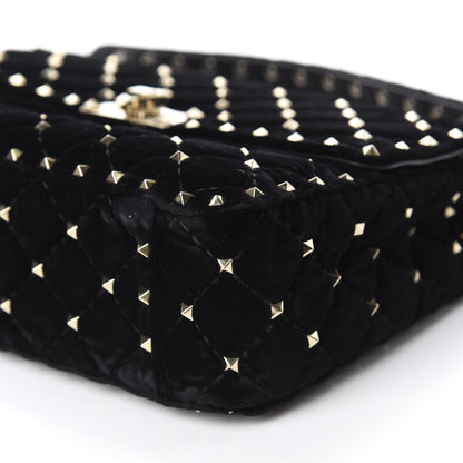 Valentino Garavani Velvet Medium Rockstud Spike Shoulder Bag Black 7 of 10