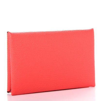 Hermes Chevre Mysore Verso Calvi Card Case Rose Texas Quebracho 3 of 7