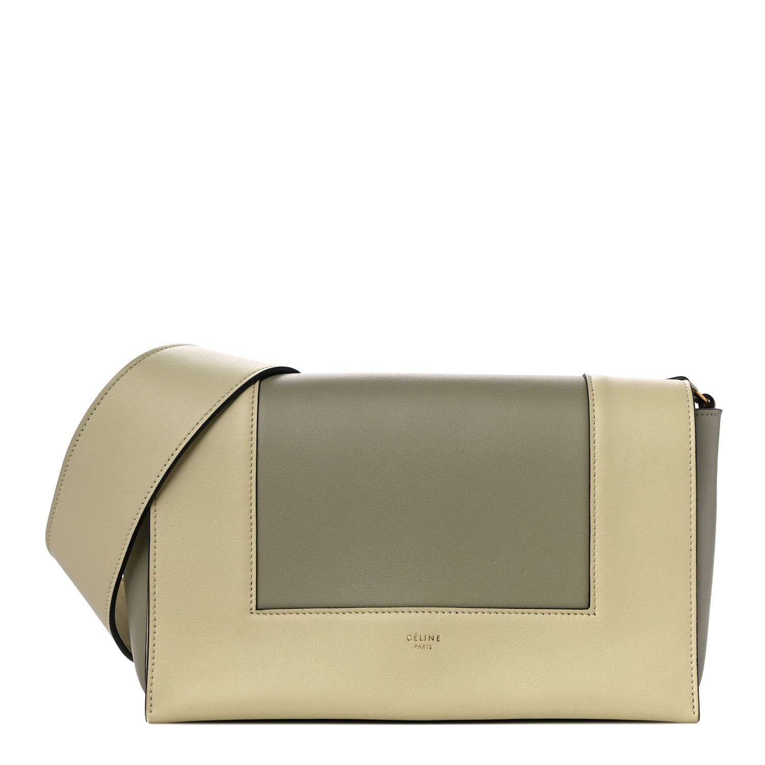 Celine Shiny Smooth Calfskin Medium Frame Shoulder Bag Beige Green 1 of 9