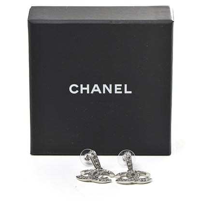 Chanel Crystal Palais Garnier CC Drop Earrings Silver 5 of 5